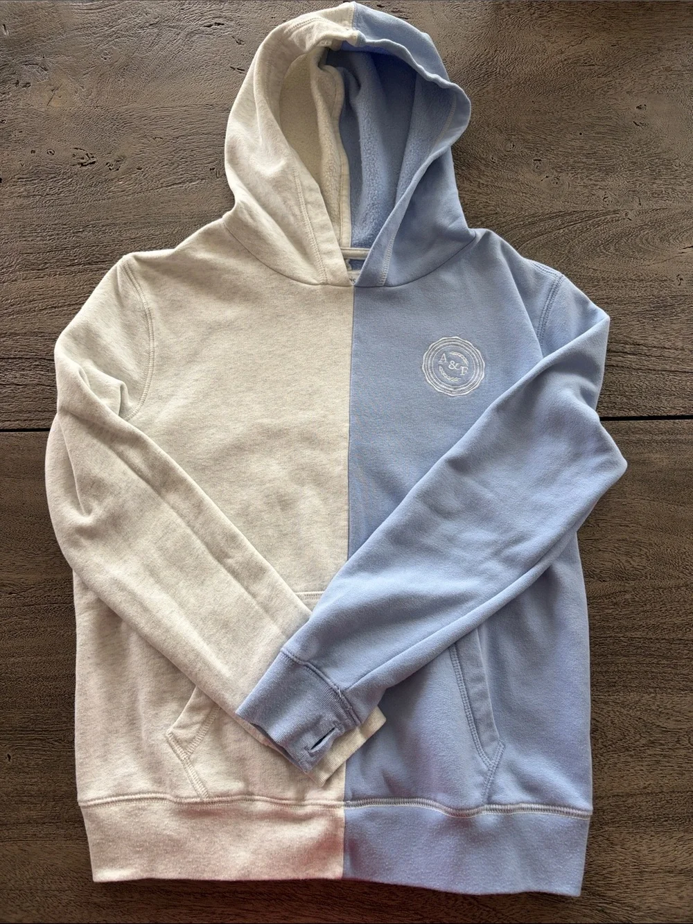 abercrombie kids Blue & Cream Two-Tone Hoodie and Joggers Set